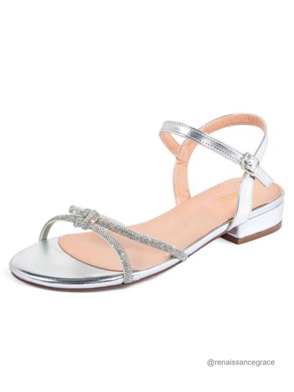 Women's Wide Width Rhinestone Low Block Heel Sandals Gladiator Slingback
